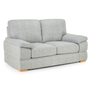 Berla Fabric 2 Seater Sofa With Wooden Legs In Silver
