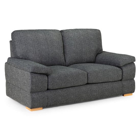 Berla Fabric 2 Seater Sofa In Slate With Wooden Legs