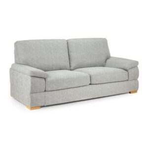 Berla Fabric 3 Seater Sofa With Wooden Legs In Silver