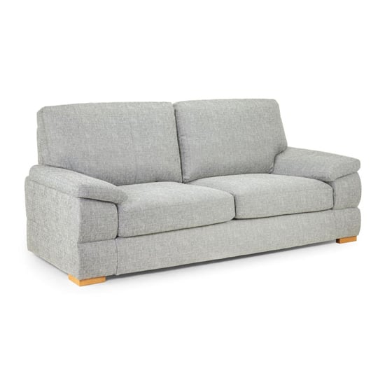 Berla Fabric 3 Seater Sofa In Silver With Wooden Legs