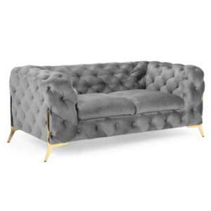 Cala Plush Velvet 2 Seater Sofa In Grey