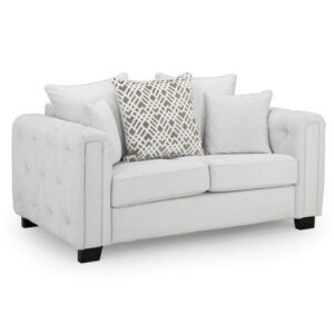 Grazed Fabric 2 Seater Sofa In Light Grey