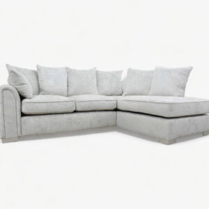 Battersea Sofa with Right Hand Facing Chaise in Alaska Silver Chenille – Luxurious Comfort & Modern Style