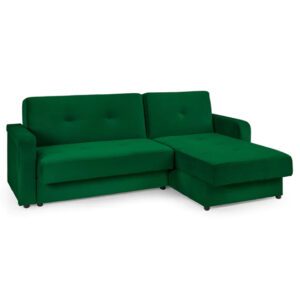 Kira Plush Velvet Sofa Bed Corner In Green