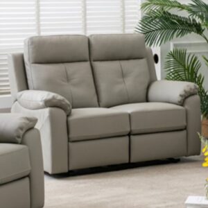 Manila Electric Leather Recliner 2 Seater Sofa In Moon