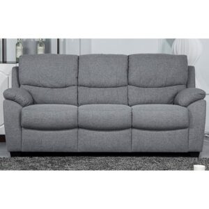 Narva Fixed Fabric 3 Seater Sofa In Grey