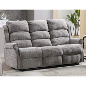Warth Electric Fabric Recliner 3 Seater Sofa In Latte