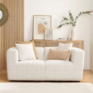 Maize Fabric 2 Seater Sofa In White