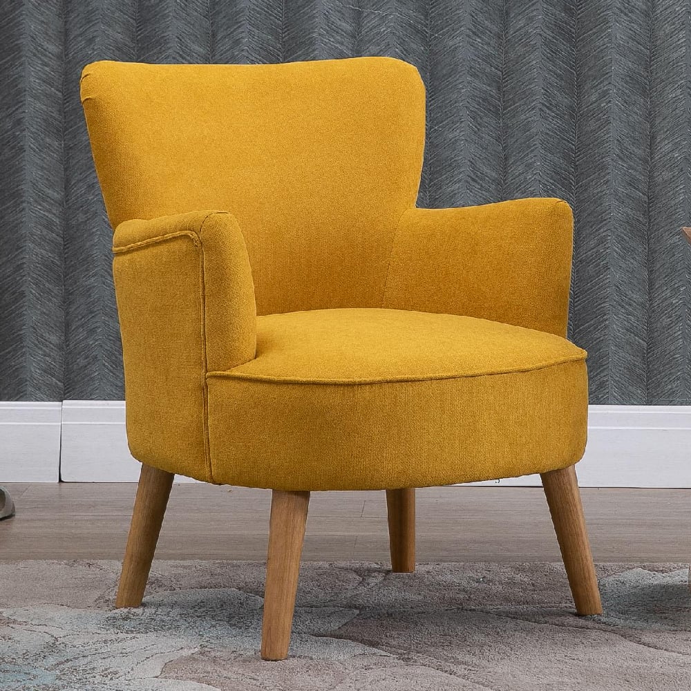 Krabi Fabric Armchair With Oak Legs In Ochre