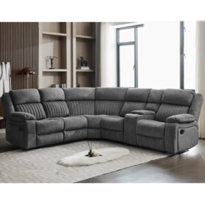 Martinez Fabric Recliner Corner Sofa Suite In Slate Grey