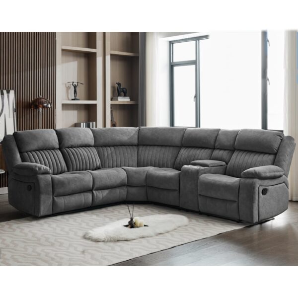 Martinez Fabric Recliner Corner Sofa Suite In Slate Grey