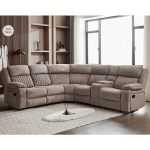 Martinez Fabric Recliner Corner Sofa Suite In Taupe