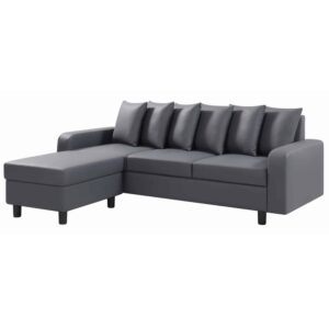Cornelius Leather Corner Sofa In Grey