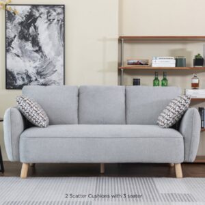 Gunnison Fabric 3 Seater Sofa In Light Grey