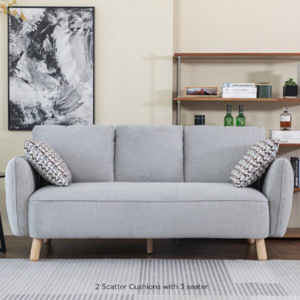 Gunnison Fabric 3 Seater Sofa In Light Grey