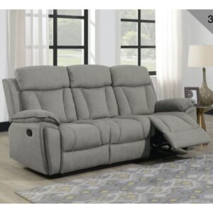 Killeen Fabric Recliner 3 Seater Sofa In Grey