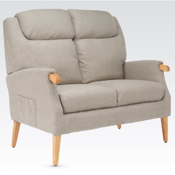 Laurel Fabric 2 Seater Sofa With Oak Legs In Taupe