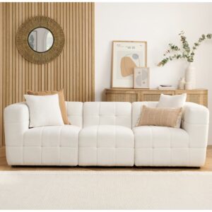 Maize Fabric 3 Seater Sofa In White