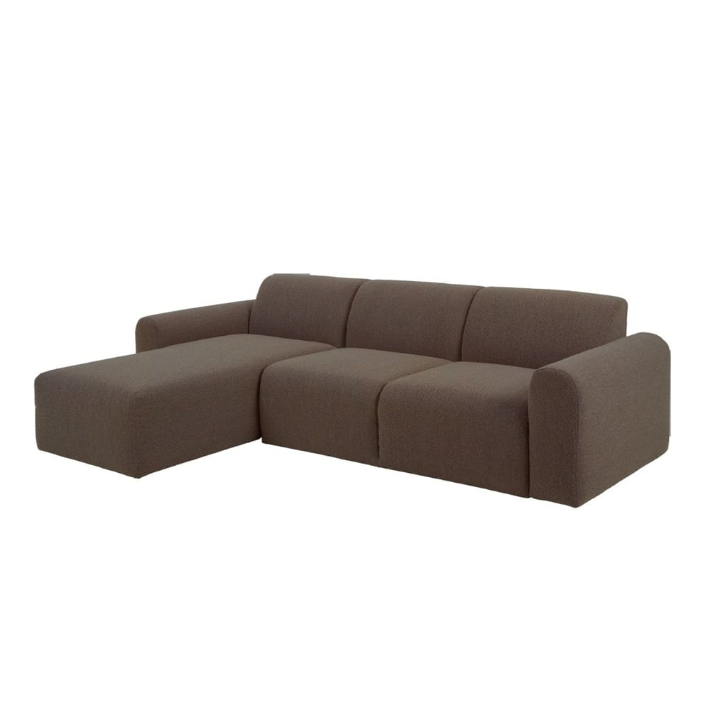 Manheim Fabric Left Hand 3 Seater Corner Sofa In Taupe