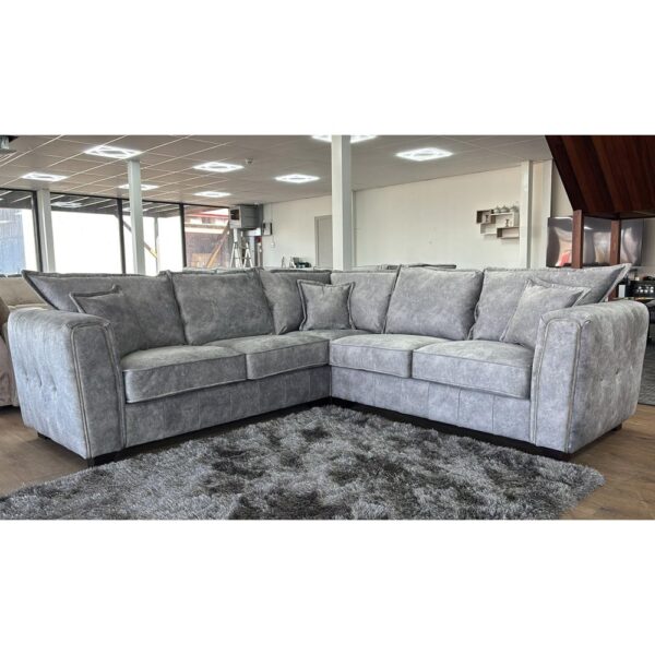 Sevilla Fabric Corner Sofa In Silver Grey