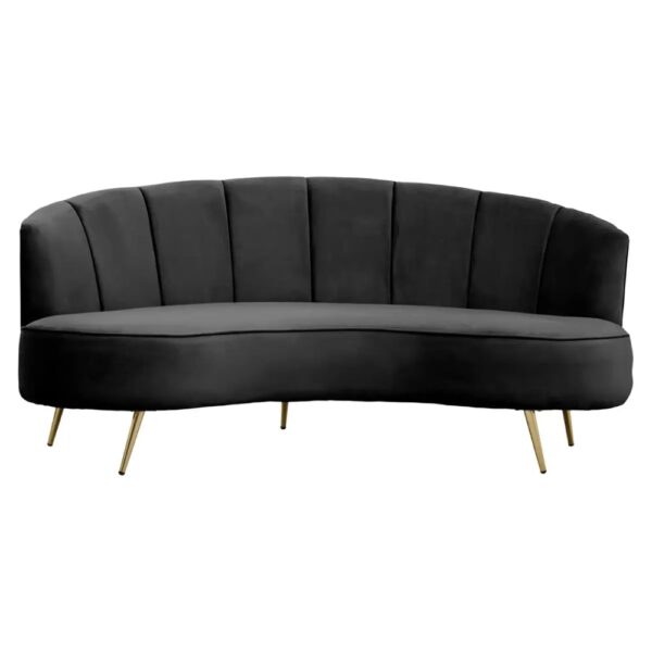 Hockley Velvet 3 Seater Sofa In Black