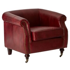 Viroqua Genuine Leather Armchair In Red
