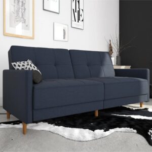 Abilene Fabric Sofa Bed With Oak Legs In Navy