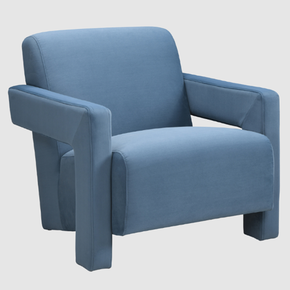 Alpine Velvet Armchair In Blue