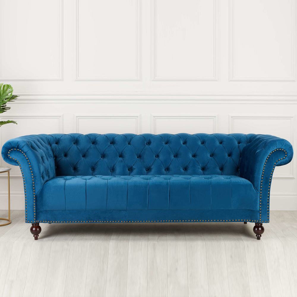 Chanter Fabric 3 Seater Sofa In Midnight Blue