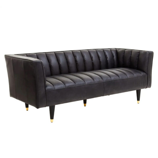 Kalispell Leather 3 Seater Sofa In Black