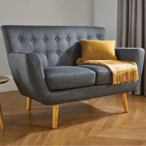 Lofting Fabric 2 Seater Sofa With Oak Legs In Grey