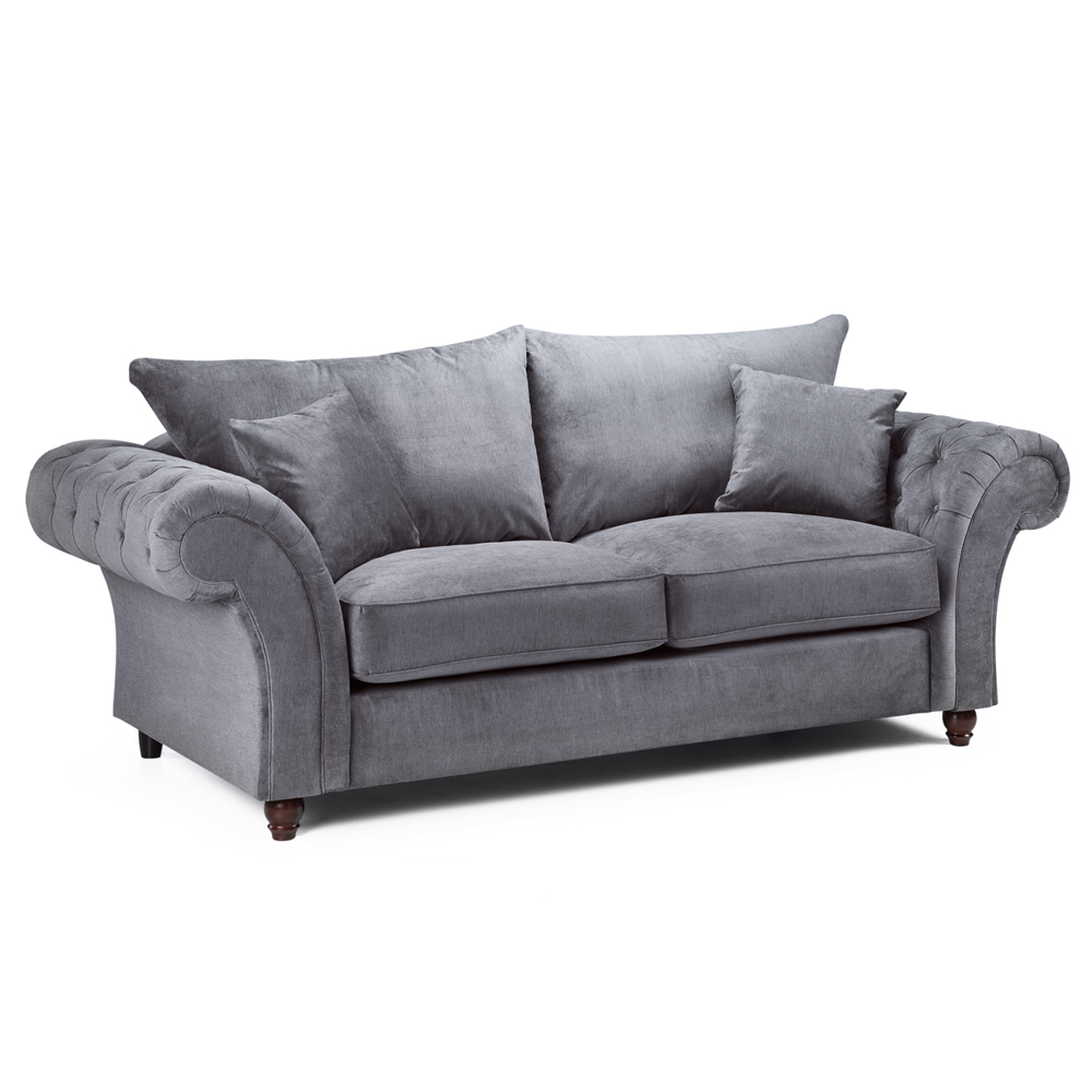 Winnsboro Fabric 3 Seater Sofa In Grey