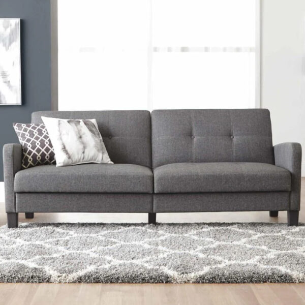 Belfast Fabric Sofa Bed With Oak Legs In Grey