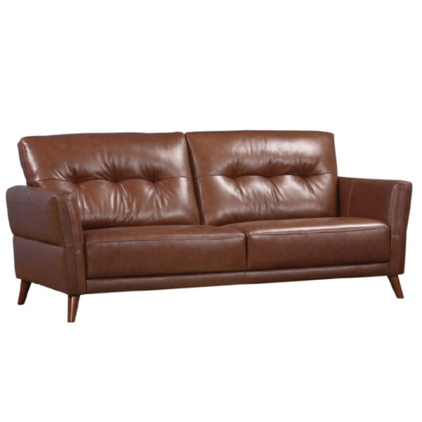 Celina Leather 3 Seater Sofa With Tapered Legs In Saddle