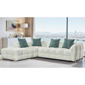 Genova Fabric Left Hand Corner Sofa In Beige