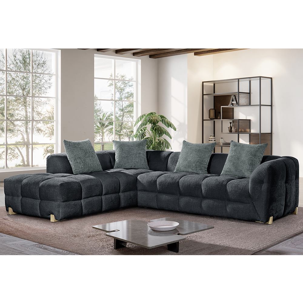 Genova Fabric Left Hand Corner Sofa In Charcoal