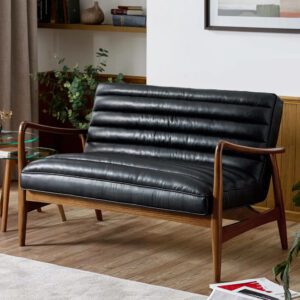 Marseille Faux Leather 2 Seater Sofa – Black