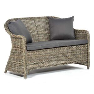 Ryker Rattan 2 Seater Sofa With Dark Grey Cushion In Brown