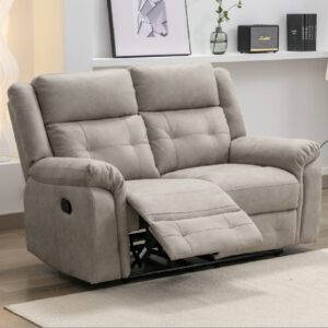 Budva Fabric Recliner 2 Seater Sofa In Light Grey